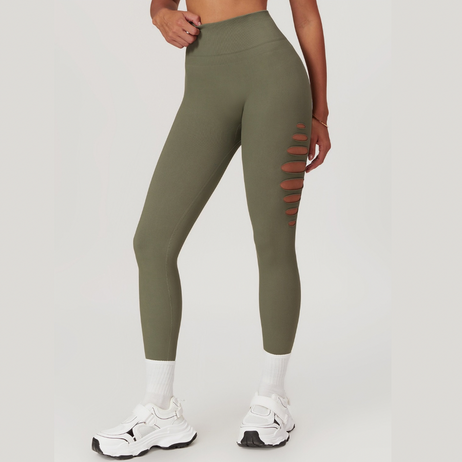 Unique Stylish Hollow Sexy Legging - Olive