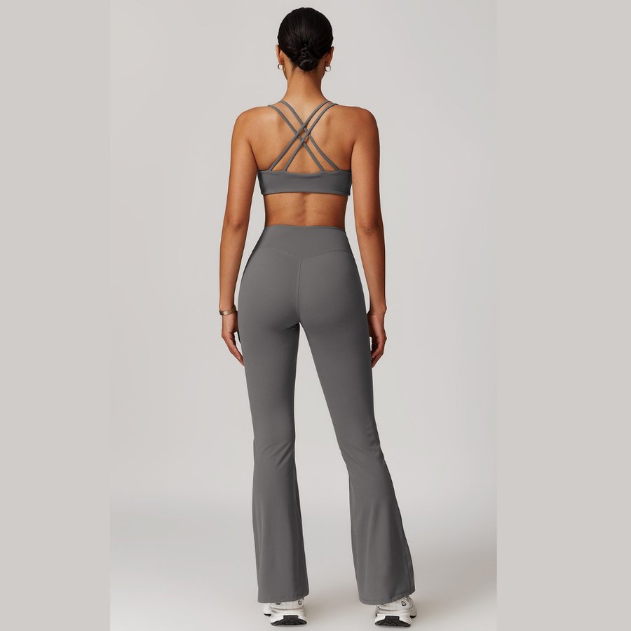 Sabrina Chic Flared Legging Set - Grey