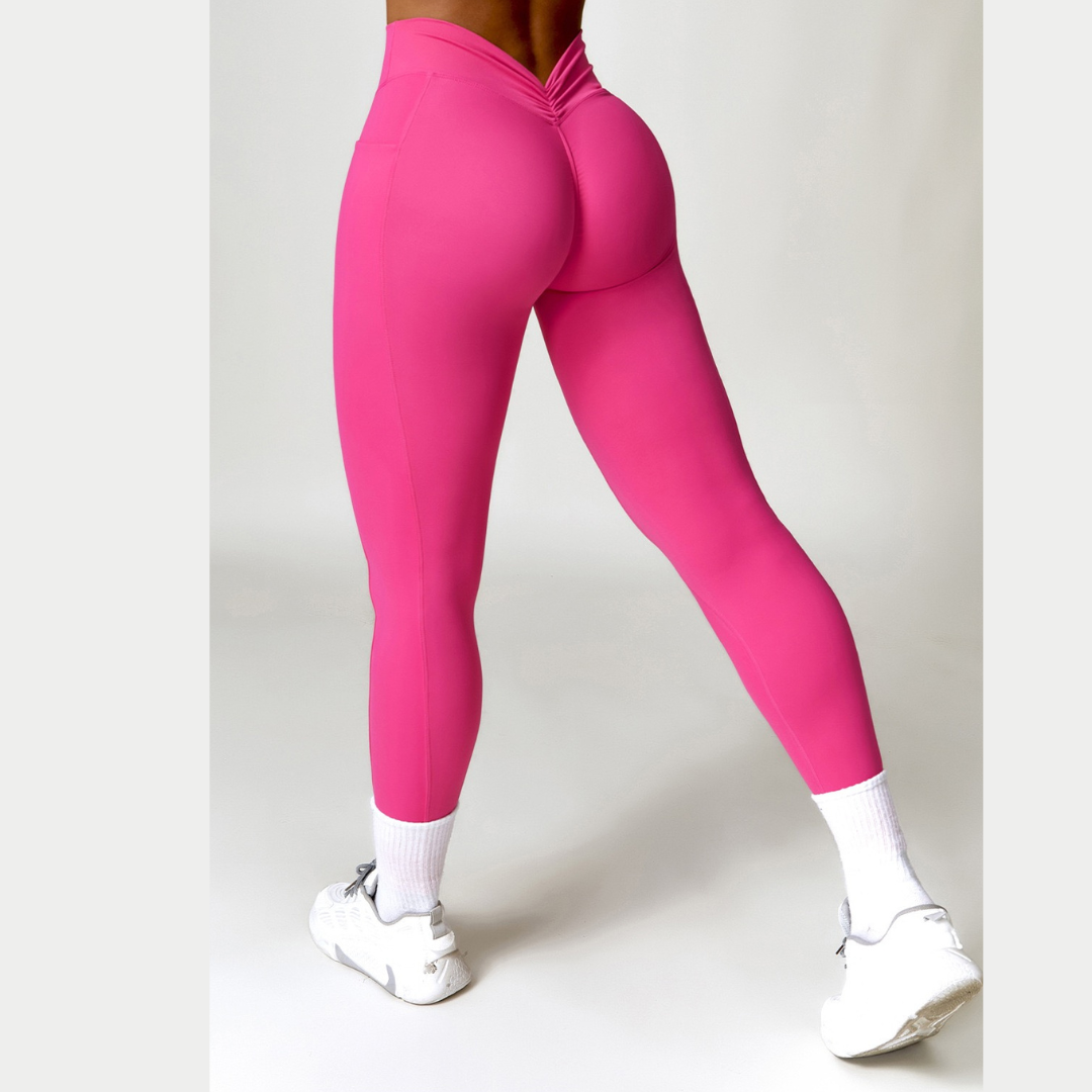 Premium V-Shape Scrunched Pocket Legging - Pink