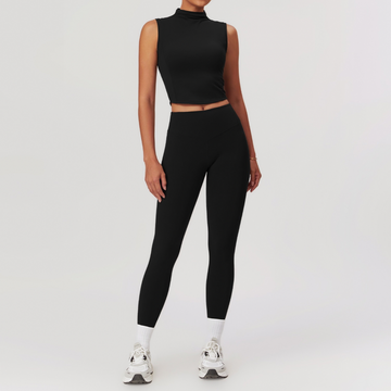LILA Chic Vest Top Legging Set - Black
