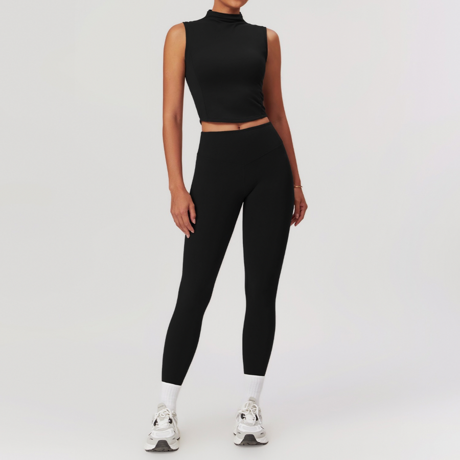LILA Chic Vest Top Legging Set - Black