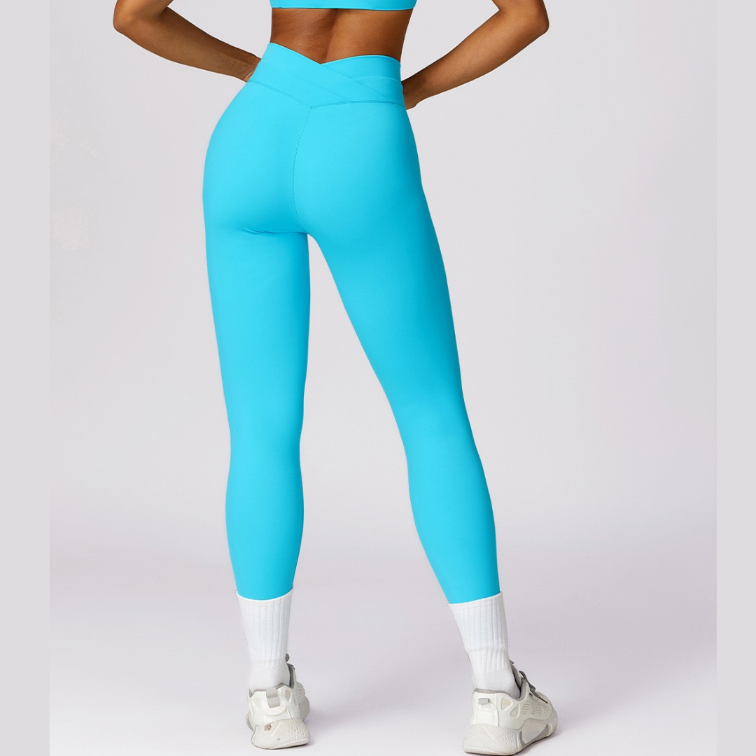 Stylish V-Shape Design Legging - Blue