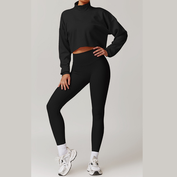 Alibi Chic Jumper & Ribbed Legging 2PCS Set - Black