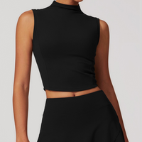 LILA Chic Vest Crop Top - Black