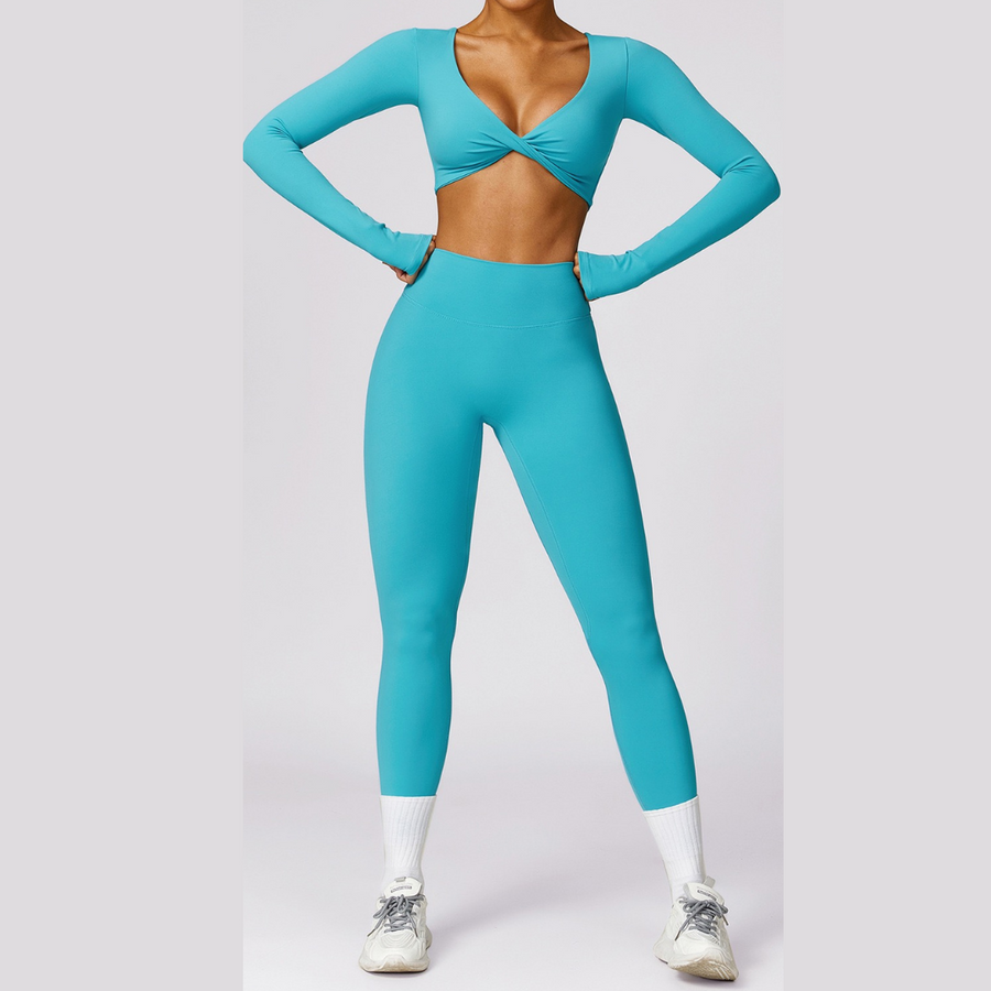 Sexy Long Sleeve Premium Legging Set - Aqua Lake