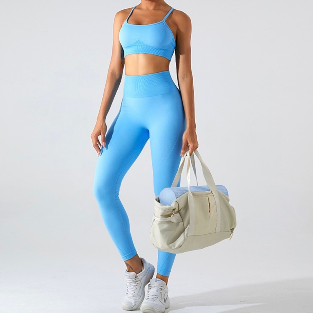 Comfy Crop Top Stylish Legging Set - Blue