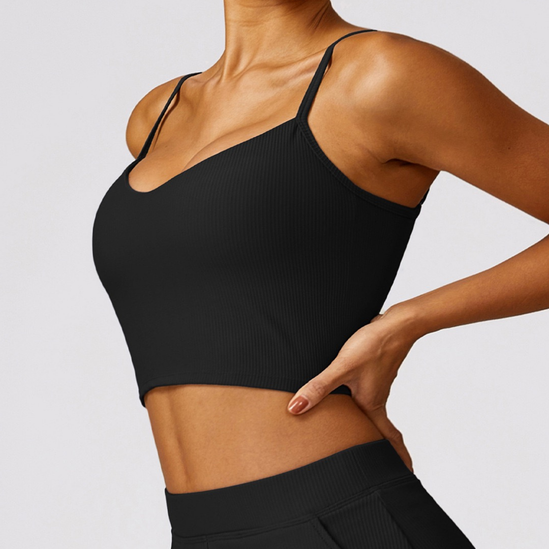 Premium Ribbed Elegant and Stylish Crop Top - Black