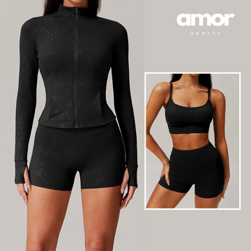 Elysian Glow 3pcs Sculpt Short Set - Black