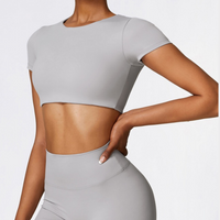 CHRISTIA Comfy Short Sleeve Crop Top - Grey