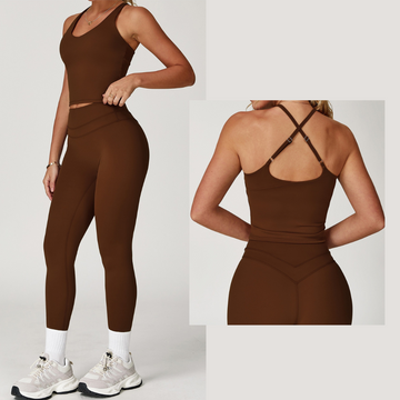 STELLA Vest Top Legging Set - Coffee