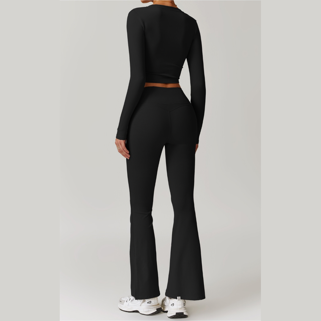 VERA Long Sleeve Yoga Legging Set - Black