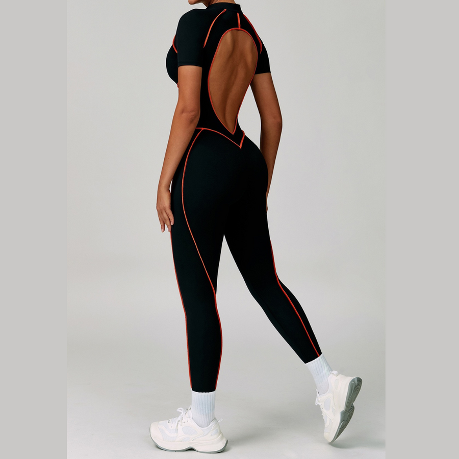 ENA Premium Jumpsuit- Black Orange