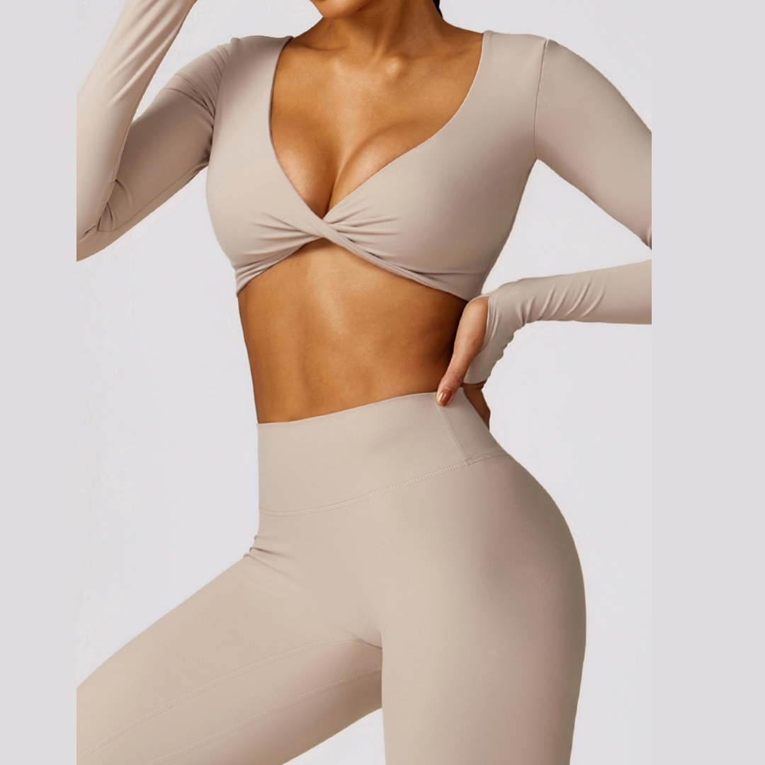 Sexy Long Sleeve Premium Legging Set - Nude