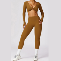 Sexy Long Sleeve Premium Legging Set - Caramel