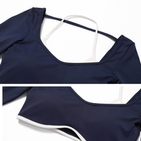 Long Sleeve Backless Fabulous Crop Top - Navy