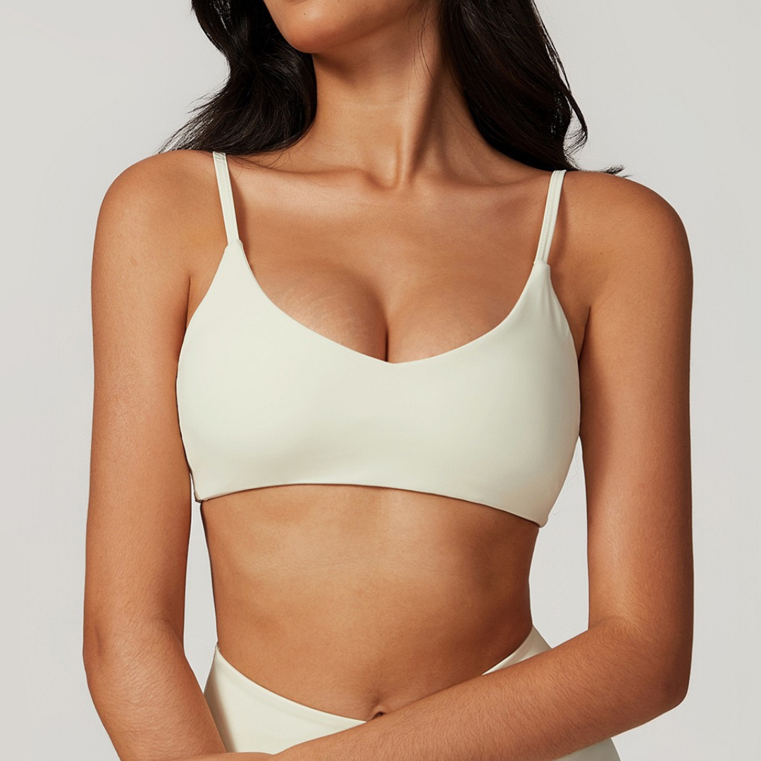 Sustainable Stylish Sports Bra Crop Top - Κρεμ Λευκό 