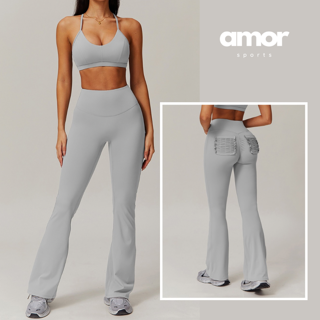 MANTA Unique Pocket Flared Legging Set - Grey