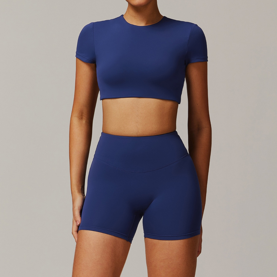 EVA Premium Short Sleeve Top Short Set - Blue