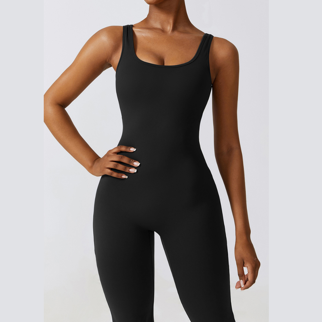 Sexy Stylish Bell Bottom Jumpsuit - Black