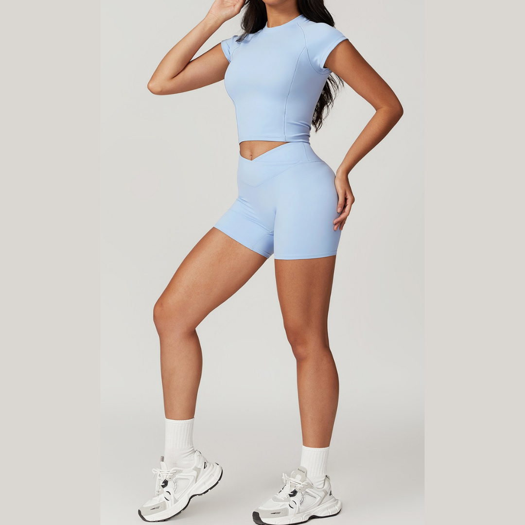 Sustainable Short Sleeve Short Set - Sky Blue