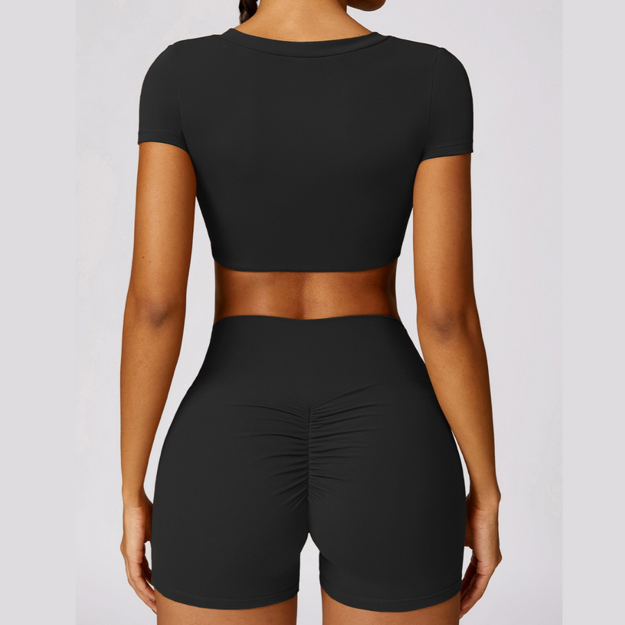 Premium Fabric Scrunched Short - Black