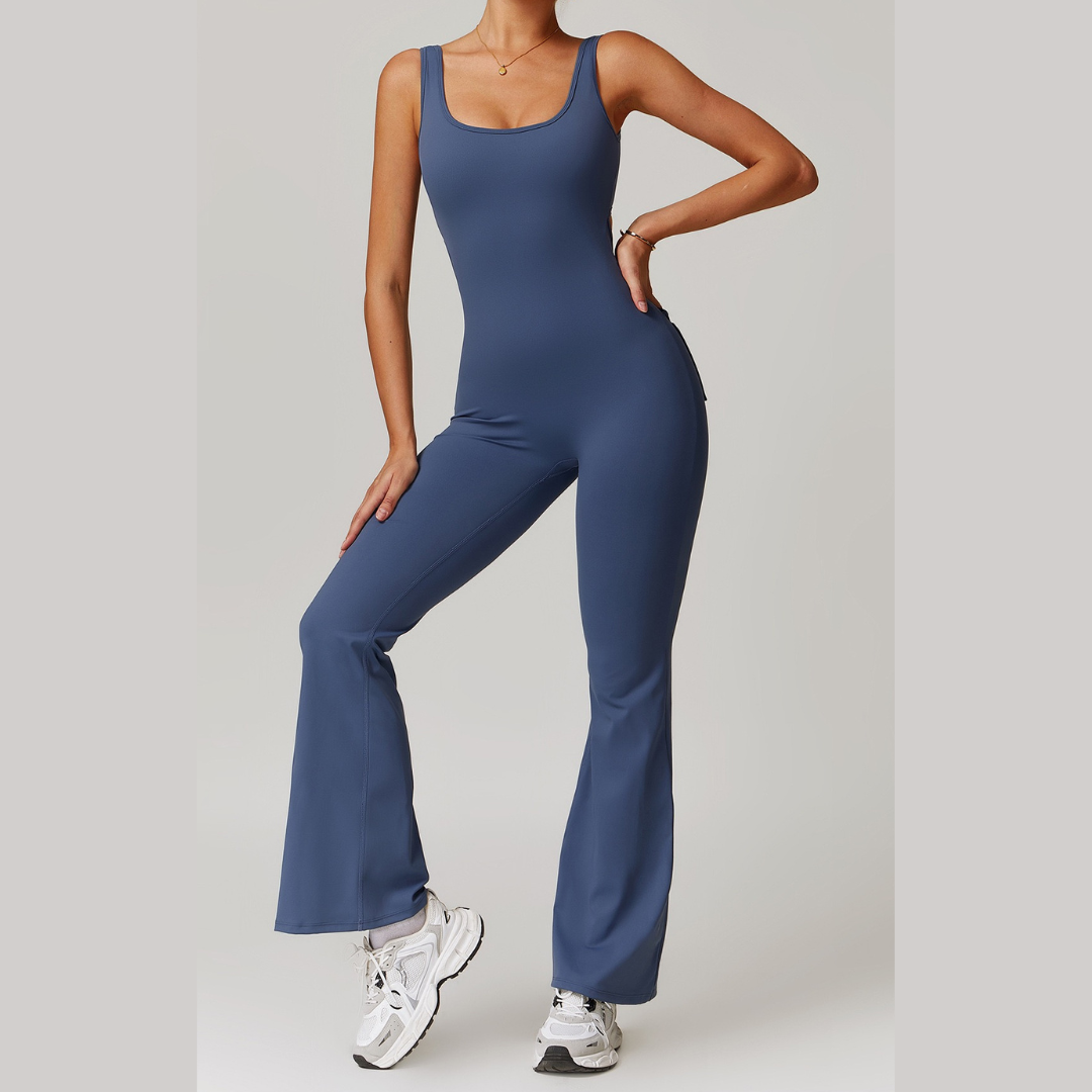 BOBBI Chic & Sculpted Flared Bottom Jumpsuit - Blue