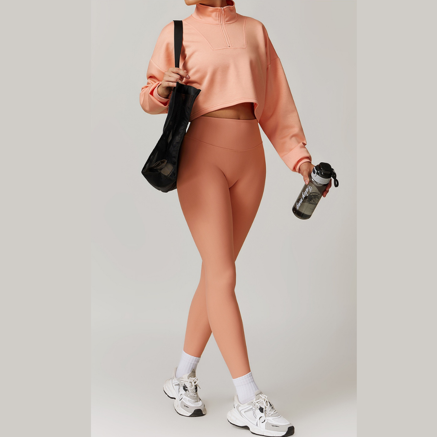 Alibi Chic Jumper & Ribbed Legging 2PCS Set - Peach