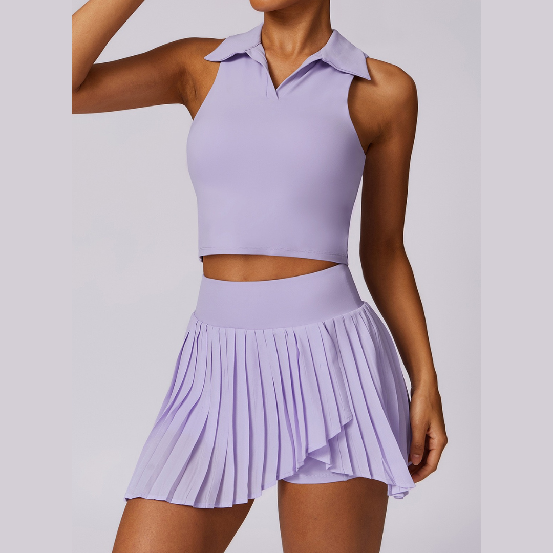 Vest Top Cute Tennis Set Set - Μωβ 