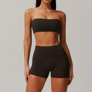 SleekFlex Strapless Top Short Set - Dark Coffee
