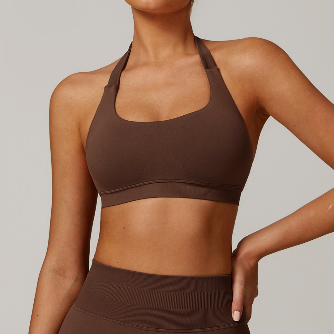Sandy Stylish Backless Crop Top - Coffee
