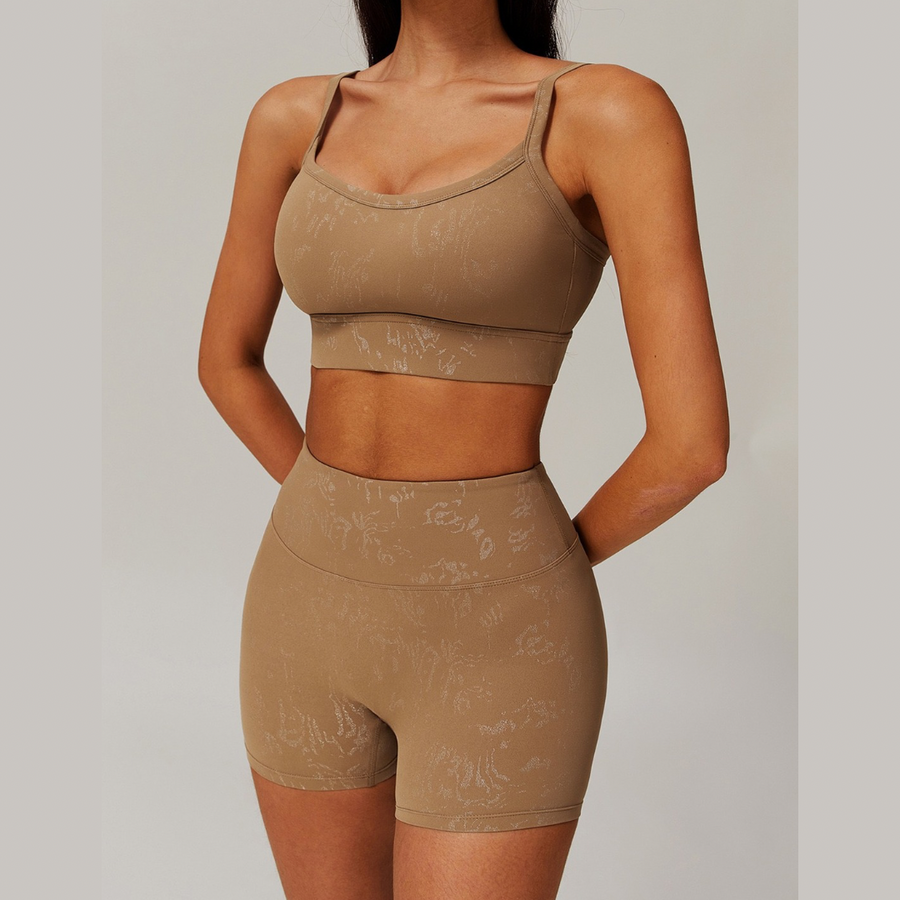 Elysian Glow Sculpt Short Set - Brown