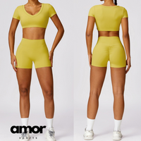 Short Sleeve Premium Short Set - Lemon Yellow