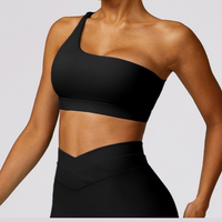 Single Shoulder Unique Style Crop Top - Black