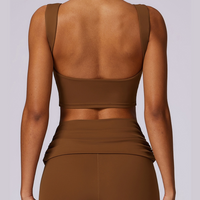 Elegant Square Design Crop Top - Caramel