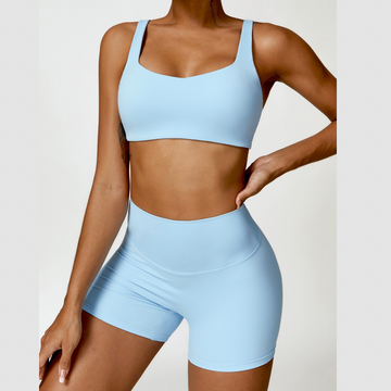 V-Top Scrunched Short Σετ - Μπλε 