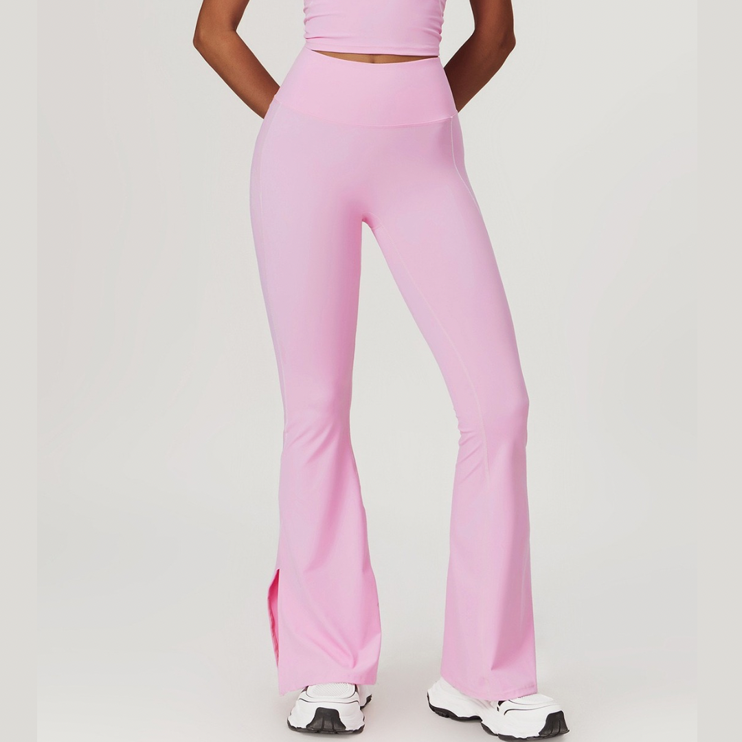 Birdy White Strap Elegant Flared Legging - Pink