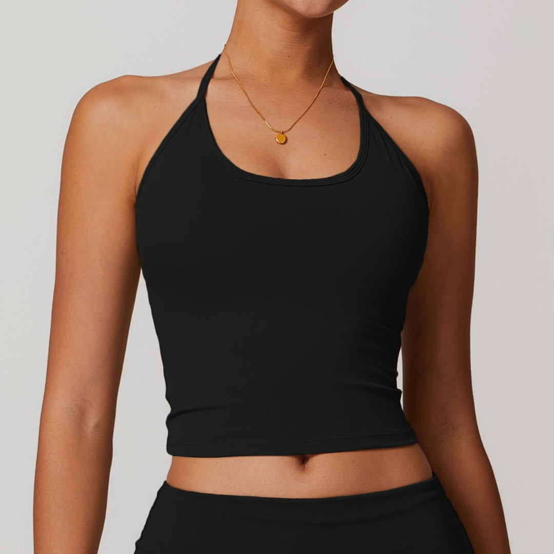 NATALIA Elegant Vest Top - Black