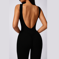 Adina Sexy Scrunch Backless Jumpsuit - Black