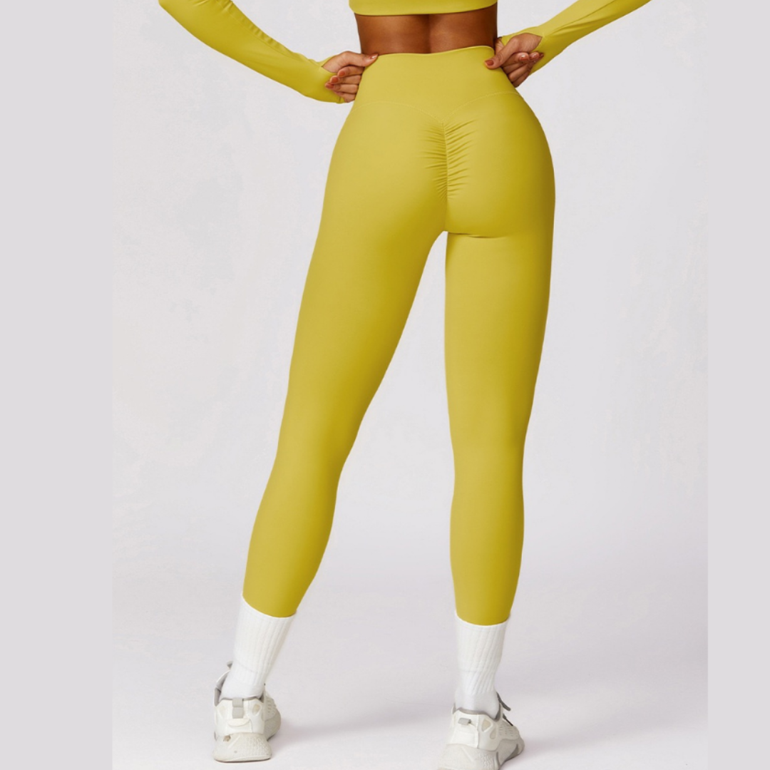 Sexy Style Skinny Scrunched Legging - Lemon Yellow