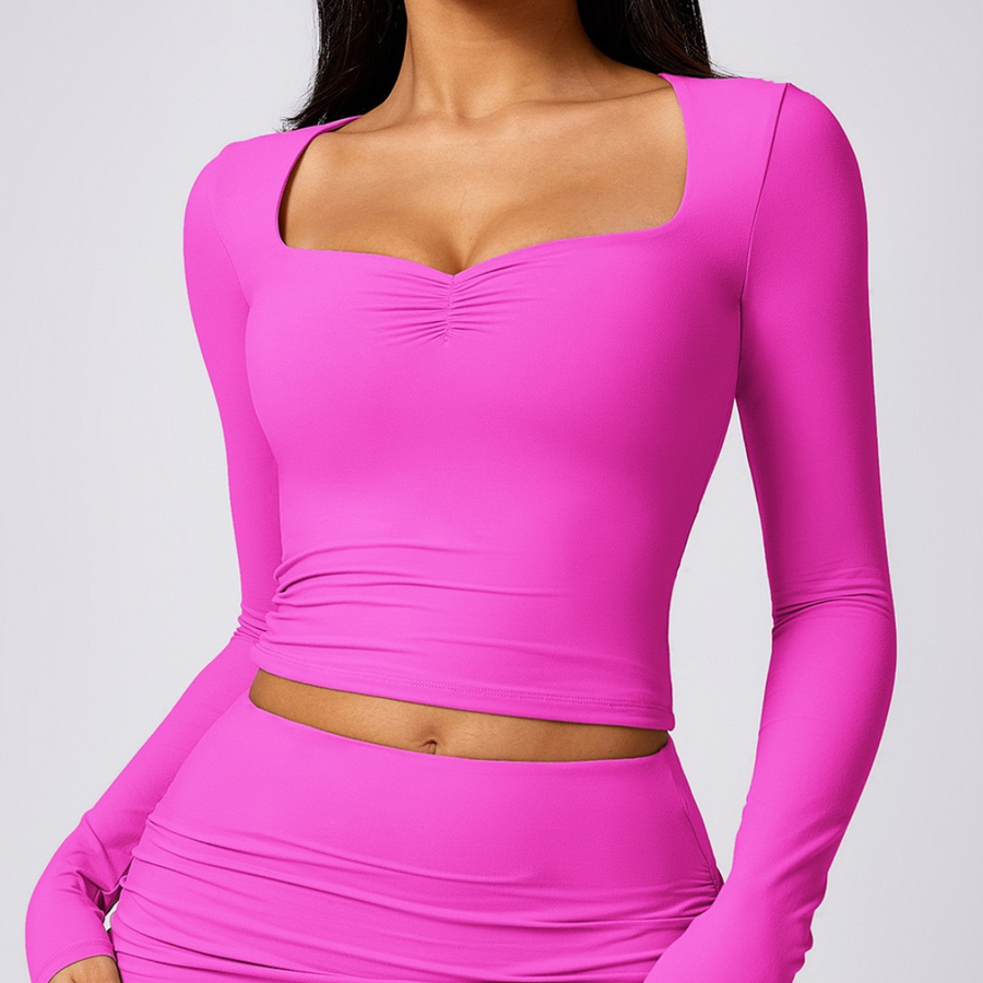 Premium Super Soft Long Sleeve Crop Top - Magenta