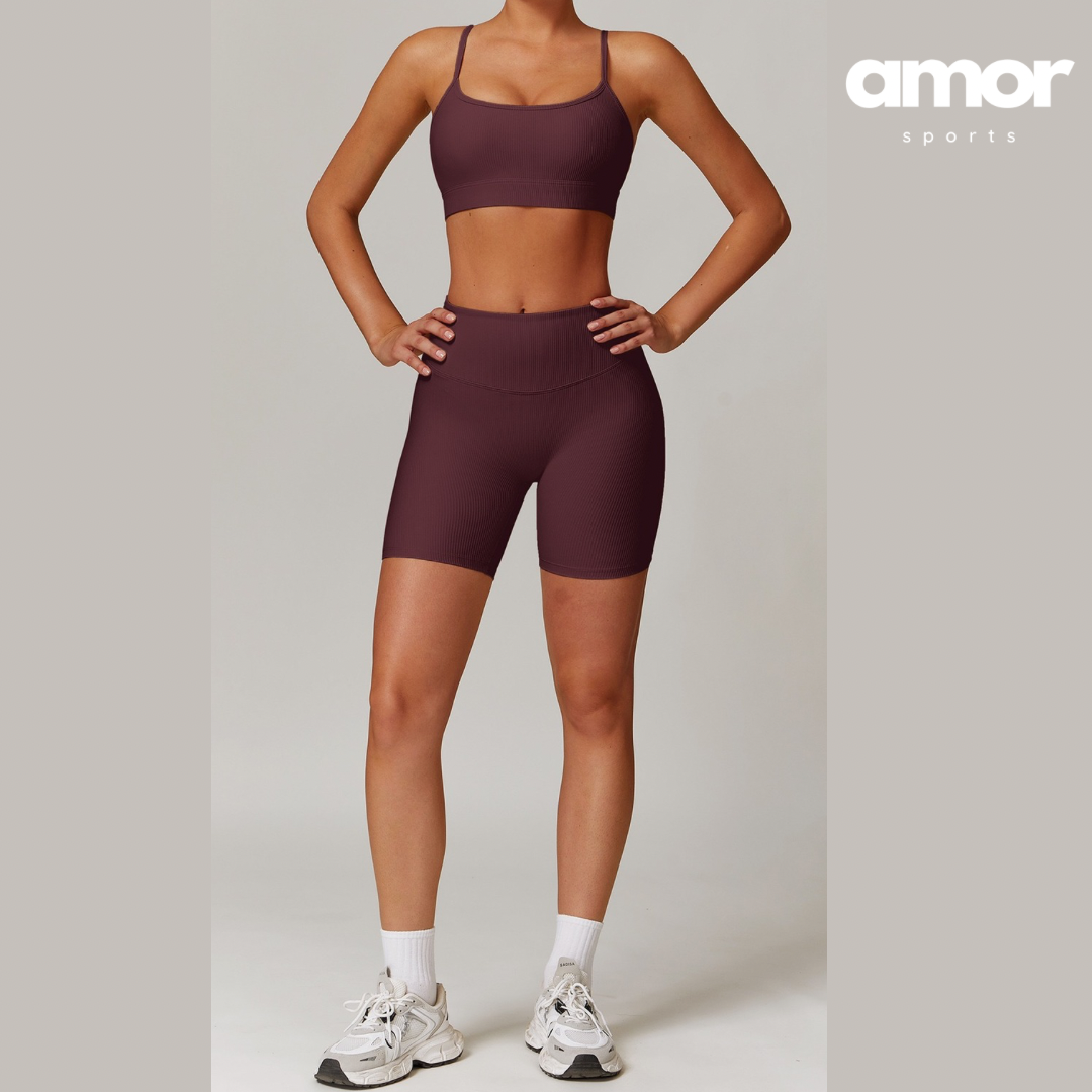 DALI Ribbed Premium Short Set - Burgundy