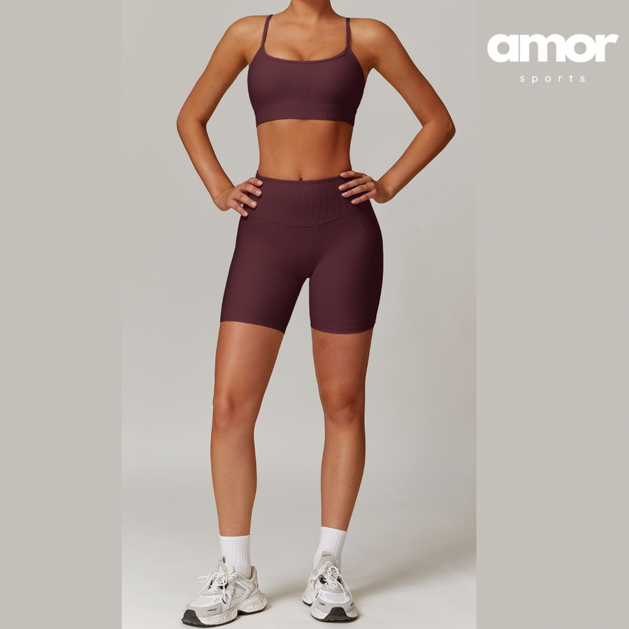 DALI Ribbed Premium Short Set - Burgundy