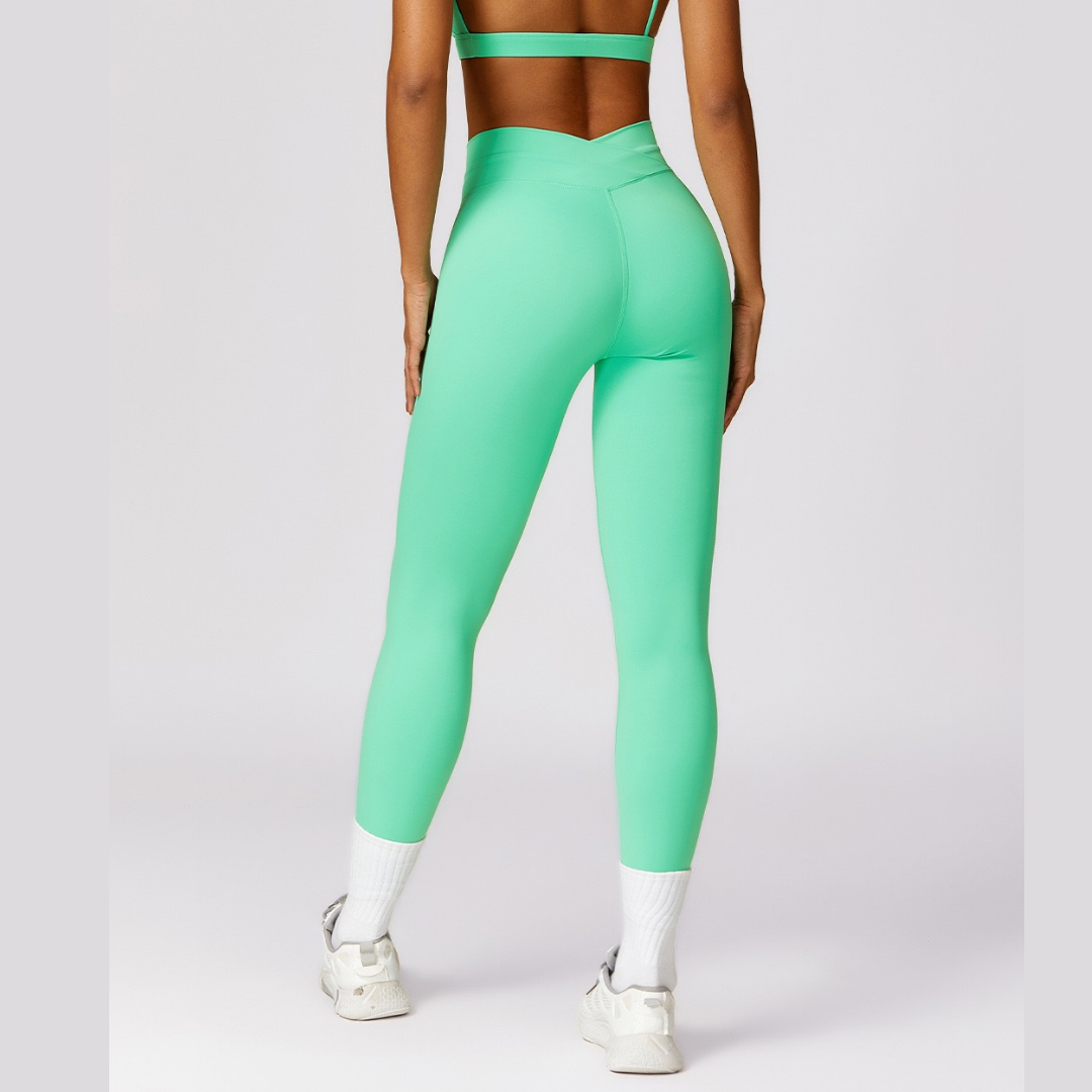 Stylish V-Shape Design Legging - Green