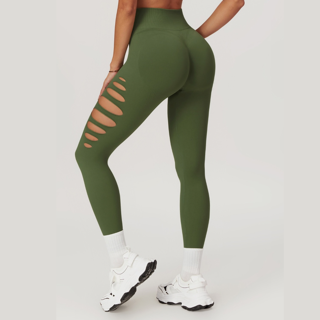 Unique Stylish Hollow Sexy Legging - Green