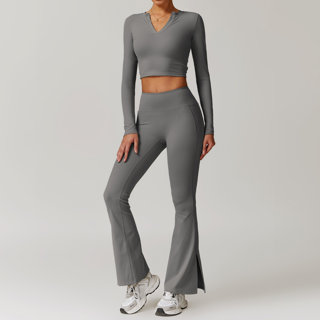 VERA Long Sleeve Yoga Legging Set - Grey