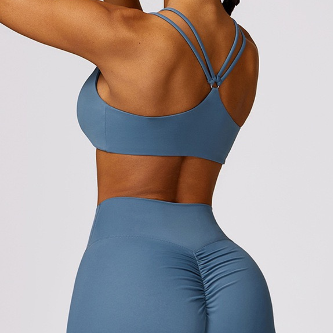 Unique Stylish Sexy Design Crop Top - Dusty Blue