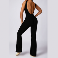 Adina Sexy Scrunch Backless Jumpsuit - Black