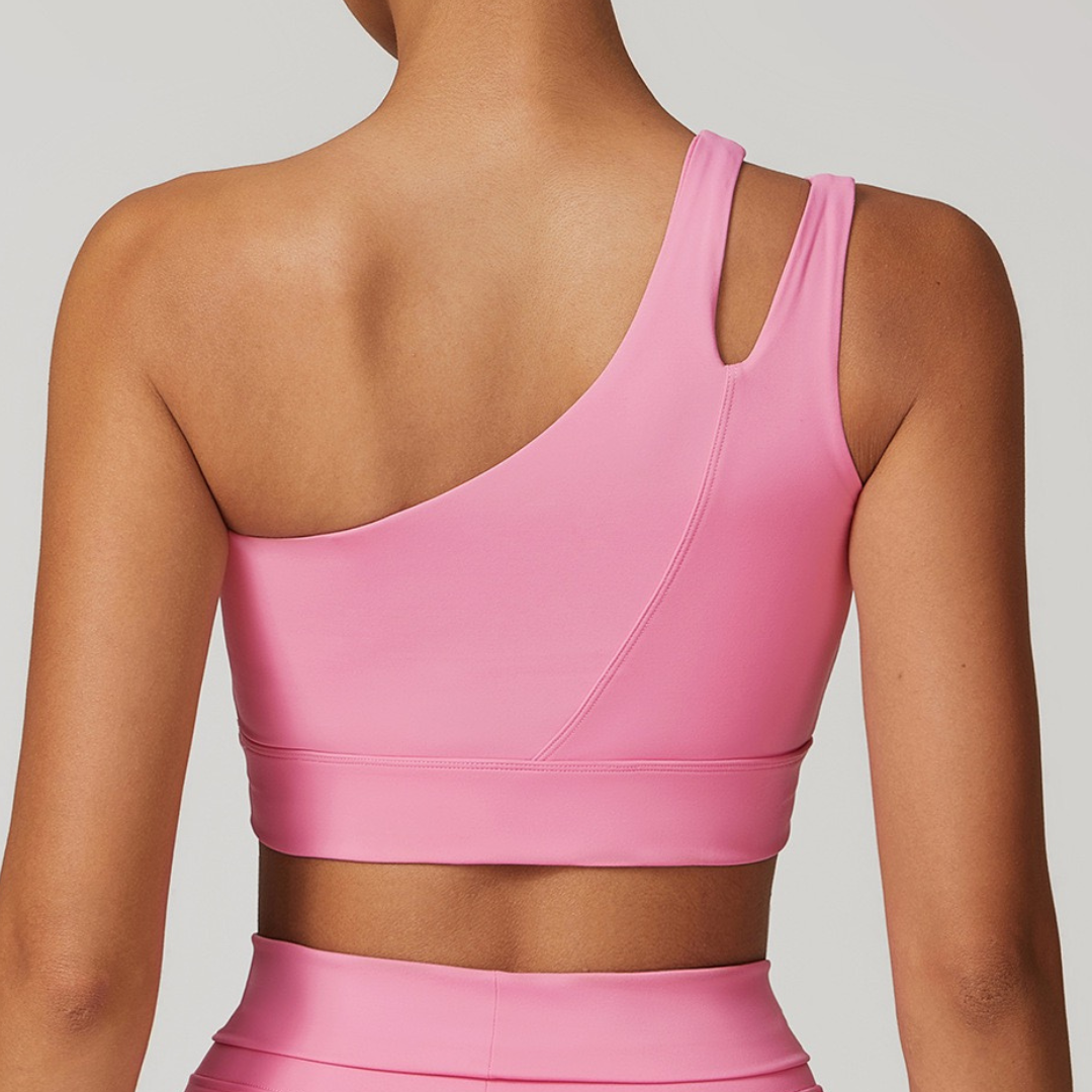 DONA Chic Single Shoulder Crop Top - Pink