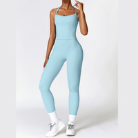 CHRISTIA Cross Back Vest Top Legging Set - Blue