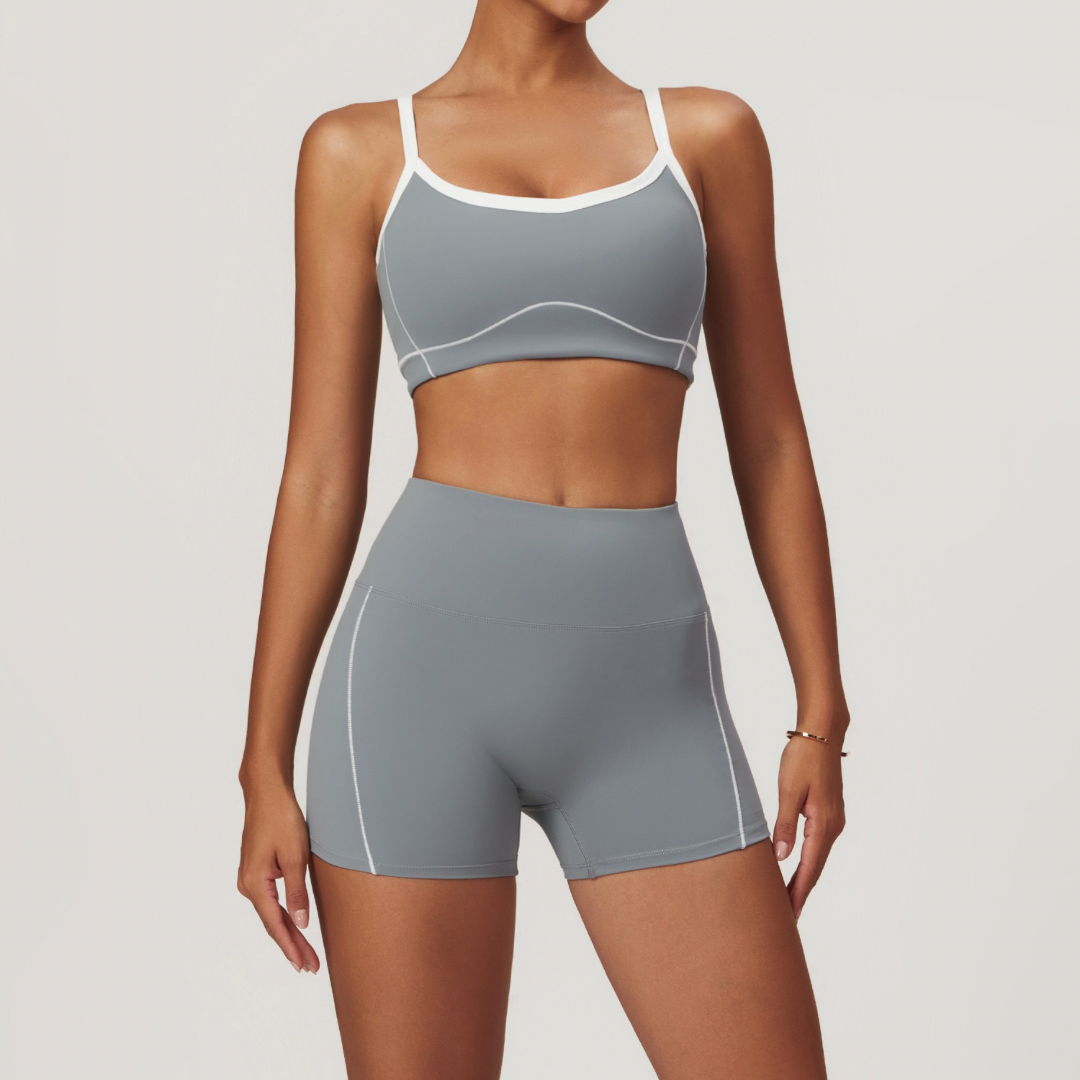 Birdy White Strap Stylish Short Set - Dark Grey